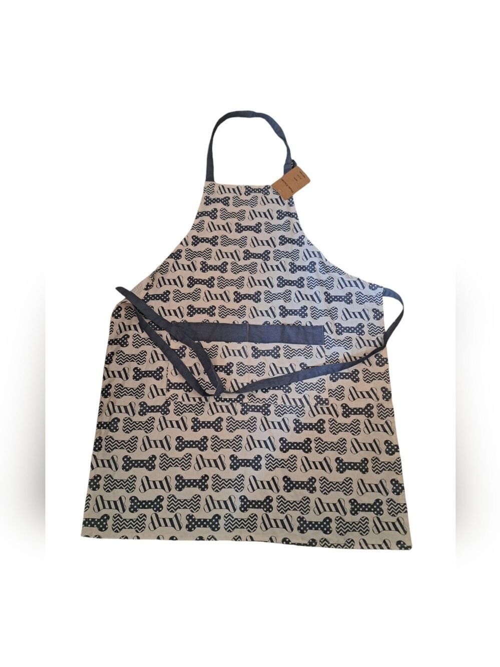 STUDIO KITCHEN all over DOG BONES cotton apron tie waist pockets groomer dog Mom